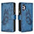 Leather Case Stands Butterfly Flip Cover Holder B03F for Samsung Galaxy A32 4G Blue