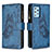 Leather Case Stands Butterfly Flip Cover Holder B03F for Samsung Galaxy A52 4G Blue