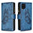 Leather Case Stands Butterfly Flip Cover Holder B03F for Samsung Galaxy M12 Blue