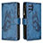 Leather Case Stands Butterfly Flip Cover Holder B03F for Samsung Galaxy M32 4G Blue