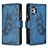 Leather Case Stands Butterfly Flip Cover Holder B03F for Samsung Galaxy M32 5G Blue