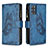 Leather Case Stands Butterfly Flip Cover Holder B03F for Samsung Galaxy S20 Plus 5G Blue