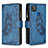 Leather Case Stands Butterfly Flip Cover Holder B03F for Xiaomi POCO C3 Blue
