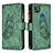 Leather Case Stands Butterfly Flip Cover Holder B03F for Xiaomi POCO C3 Green