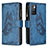 Leather Case Stands Butterfly Flip Cover Holder B03F for Xiaomi Redmi 10 4G Blue