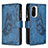 Leather Case Stands Butterfly Flip Cover Holder B03F for Xiaomi Redmi K40 Pro 5G Blue