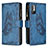 Leather Case Stands Butterfly Flip Cover Holder B03F for Xiaomi Redmi Note 10 5G Blue