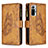 Leather Case Stands Butterfly Flip Cover Holder B03F for Xiaomi Redmi Note 10 Pro 4G Brown