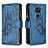 Leather Case Stands Butterfly Flip Cover Holder B03F for Xiaomi Redmi Note 9 Blue