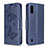 Leather Case Stands Butterfly Flip Cover Holder B13F for Samsung Galaxy A01 SM-A015 Blue