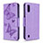 Leather Case Stands Butterfly Flip Cover Holder B13F for Samsung Galaxy A01 SM-A015 Clove Purple