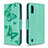 Leather Case Stands Butterfly Flip Cover Holder B13F for Samsung Galaxy A01 SM-A015 Green