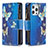 Leather Case Stands Butterfly Flip Cover Holder for Apple iPhone 13 Pro Max Blue