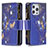 Leather Case Stands Butterfly Flip Cover Holder for Apple iPhone 13 Pro Max Navy Blue