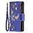 Leather Case Stands Butterfly Flip Cover Holder for Apple iPhone 13 Pro Max Navy Blue