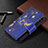 Leather Case Stands Butterfly Flip Cover Holder for Apple iPhone 13 Pro Max Navy Blue