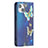 Leather Case Stands Butterfly Flip Cover Holder for Apple iPhone 14 Plus Blue