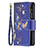 Leather Case Stands Butterfly Flip Cover Holder for Apple iPhone 14 Pro Navy Blue