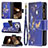 Leather Case Stands Butterfly Flip Cover Holder for Apple iPhone 14 Pro Navy Blue