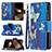 Leather Case Stands Butterfly Flip Cover Holder for Apple iPhone 15 Pro Blue