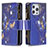 Leather Case Stands Butterfly Flip Cover Holder for Apple iPhone 15 Pro Max Navy Blue