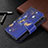 Leather Case Stands Butterfly Flip Cover Holder for Apple iPhone 15 Pro Navy Blue