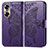 Leather Case Stands Butterfly Flip Cover Holder for Huawei Honor 60 Pro 5G Purple