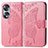 Leather Case Stands Butterfly Flip Cover Holder for Huawei Honor 70 5G Hot Pink