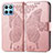 Leather Case Stands Butterfly Flip Cover Holder for Huawei Honor 70 Lite 5G Rose Gold