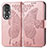 Leather Case Stands Butterfly Flip Cover Holder for Huawei Honor 80 5G Rose Gold