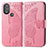 Leather Case Stands Butterfly Flip Cover Holder for Motorola Moto G Play (2023) Hot Pink