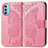 Leather Case Stands Butterfly Flip Cover Holder for Motorola Moto G51 5G Hot Pink