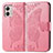 Leather Case Stands Butterfly Flip Cover Holder for Motorola Moto G53 5G Hot Pink