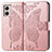 Leather Case Stands Butterfly Flip Cover Holder for Motorola Moto G53 5G Rose Gold