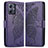 Leather Case Stands Butterfly Flip Cover Holder for Motorola Moto G54 5G Purple