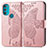 Leather Case Stands Butterfly Flip Cover Holder for Motorola Moto G71 5G Pink