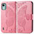 Leather Case Stands Butterfly Flip Cover Holder for Nokia C12 Hot Pink