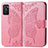 Leather Case Stands Butterfly Flip Cover Holder for Oppo A55S 5G Hot Pink