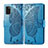 Leather Case Stands Butterfly Flip Cover Holder for Samsung Galaxy A41 Blue