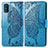 Leather Case Stands Butterfly Flip Cover Holder for Samsung Galaxy M21 Blue