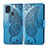 Leather Case Stands Butterfly Flip Cover Holder for Samsung Galaxy M21s Blue