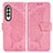 Leather Case Stands Butterfly Flip Cover Holder for Samsung Galaxy Z Fold3 5G Hot Pink