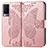 Leather Case Stands Butterfly Flip Cover Holder for Vivo V21e 5G Pink