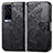 Leather Case Stands Butterfly Flip Cover Holder for Vivo X60 Pro+ Plus 5G Black