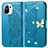 Leather Case Stands Butterfly Flip Cover Holder for Xiaomi Mi 11 Lite 4G Blue