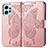 Leather Case Stands Butterfly Flip Cover Holder for Xiaomi Redmi Note 12 4G Rose Gold