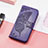 Leather Case Stands Butterfly Flip Cover Holder S01D for Samsung Galaxy M13 4G Purple