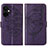 Leather Case Stands Butterfly Flip Cover Holder Y01B for OnePlus Nord CE 3 5G Purple