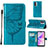 Leather Case Stands Butterfly Flip Cover Holder Y01B for OnePlus Nord N300 5G Blue