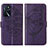 Leather Case Stands Butterfly Flip Cover Holder Y01B for Oppo A16 Purple